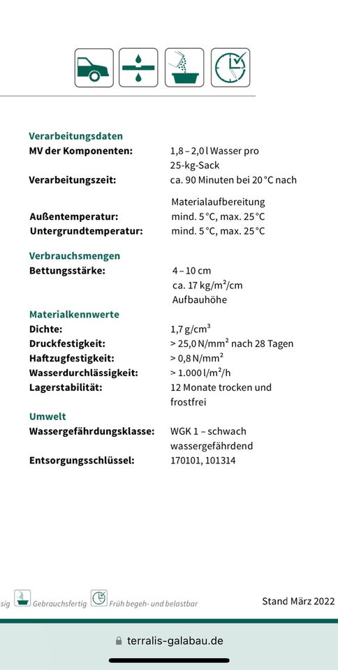 50x 25Kilo Säcke Drain-Bettungsmörtel Beton in Bad Mergentheim