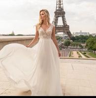 BRAUTKLEID m, Schleppe u, Schleier Gr.40 Ivory/Chiffon/Tüll ALMA Bayern - Ruderting Vorschau