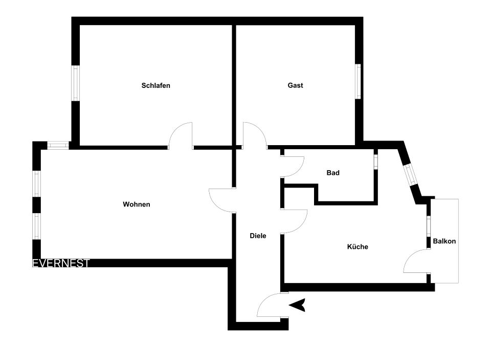 Urbanes Wohnen mit Stil: Moderne 3-Zimmer Wohnung mit Balkon in Düsseldorf-Bilk in Düsseldorf