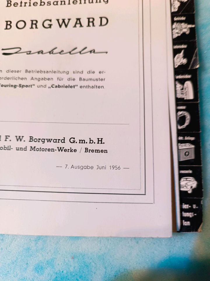 Betriebsanleitung Borgward Isabella von 1956 in Berlin