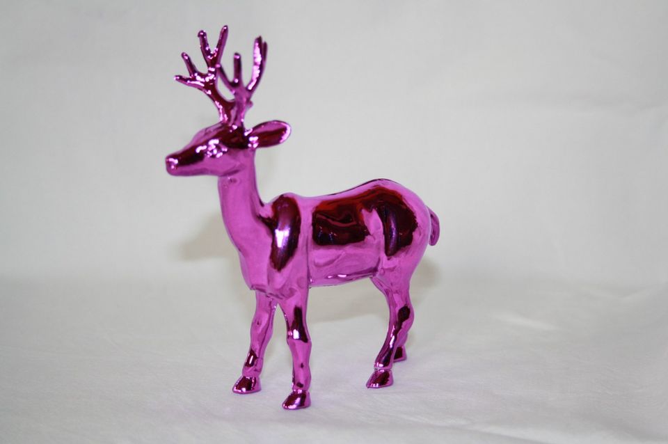 Deko Reh gross / Neon Pink glänzend / Advent / Weihnachten / XMAS in Horgau