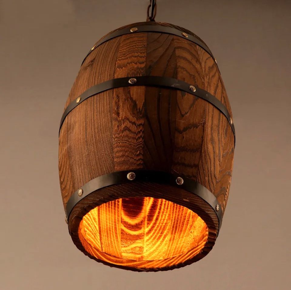 Retro Holz Weinfass Hängeleuchte Lampe Bar Café Pendelleuchte in Bebra