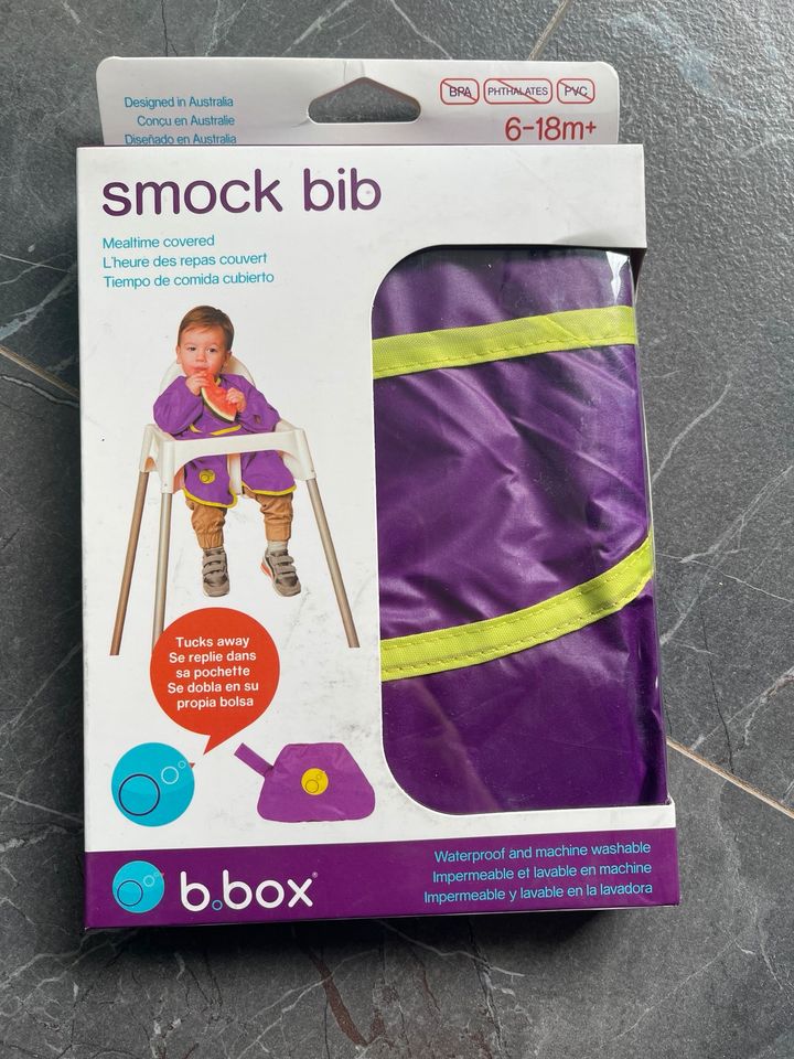 Smock Bib b.box Schürze mit Ärmel Ärmellätzen Lila Neu in Lüdenscheid