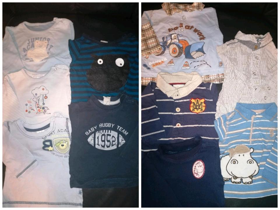 Paket 10x T-Shirt Hemd Jungen langarm 68, blau Bagger Nilpferd in Reutlingen