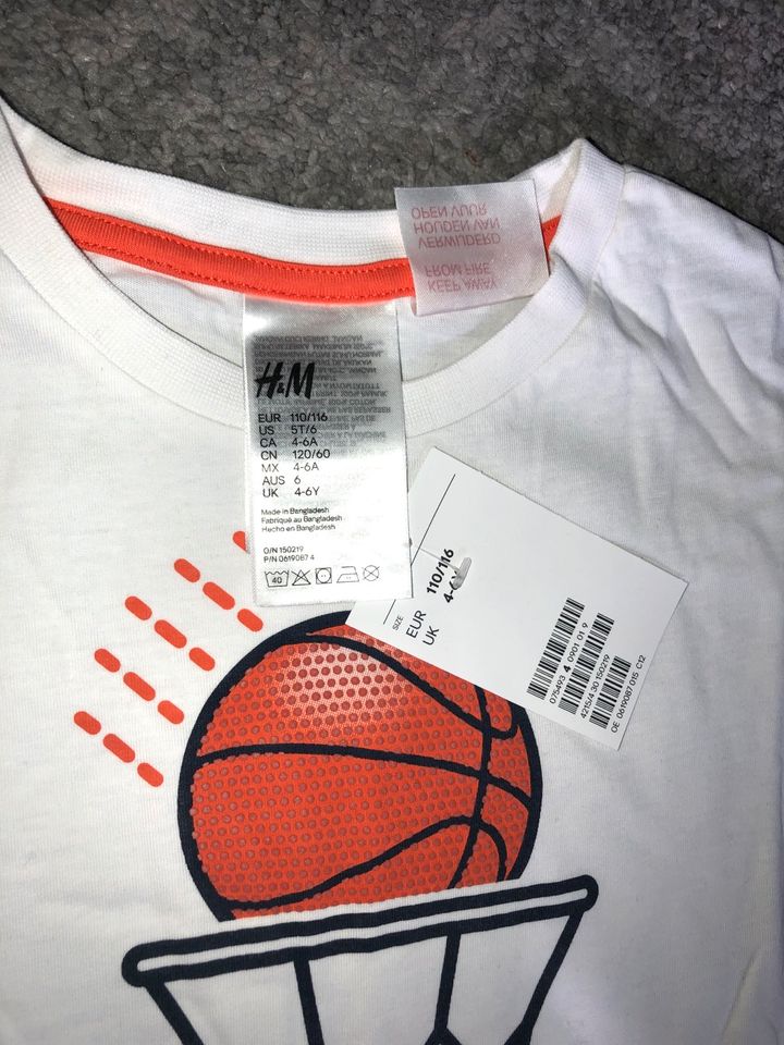 Schlafanzug Gr.110/116 Neu H&M Basketball kurzarm  weiß orange in Leipzig