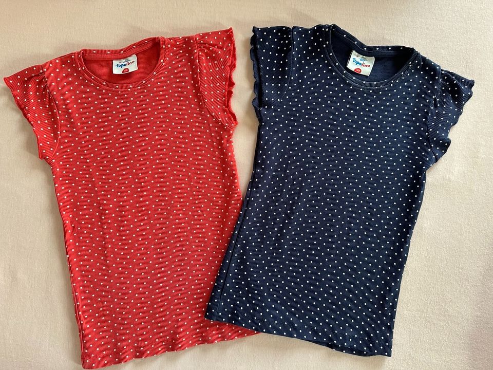 2 x Shirt kurz Mädchen Topolino Größe 128 rot blau wie neu in Möser