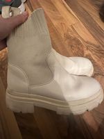 Damen Stiefeletten Leder Optik beige Creme Hessen - Büttelborn Vorschau