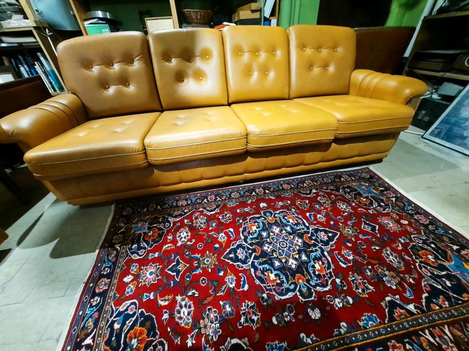 Retro Sitzgruppe Garnitur Sofa Sessel Sofa-Sessel-Set Leder in Groß-Gerau