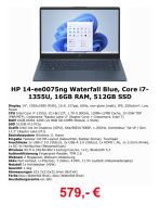14"-Laptop HP 14-ee0075ng,Core i7-1355U, 16GB RAM, 512GB SSD Bayern - Bamberg Vorschau
