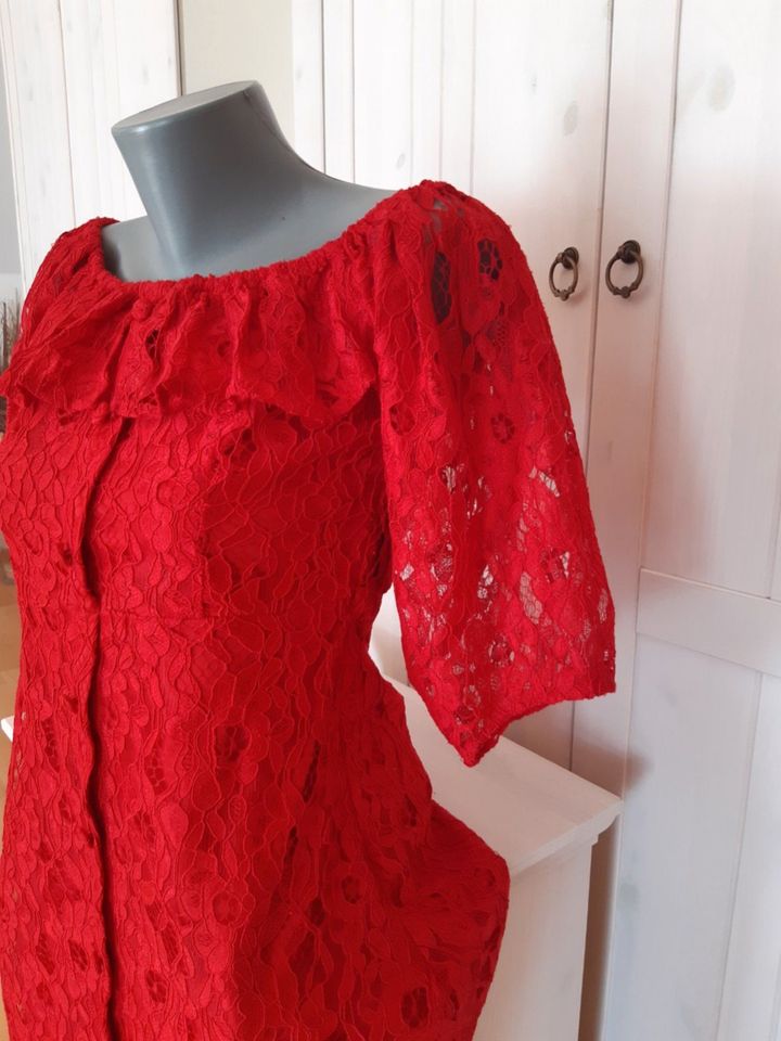Spitzenkleid rot ZARA - M 38 - Kleid Spitze Abendkleid Rock in Ostrau