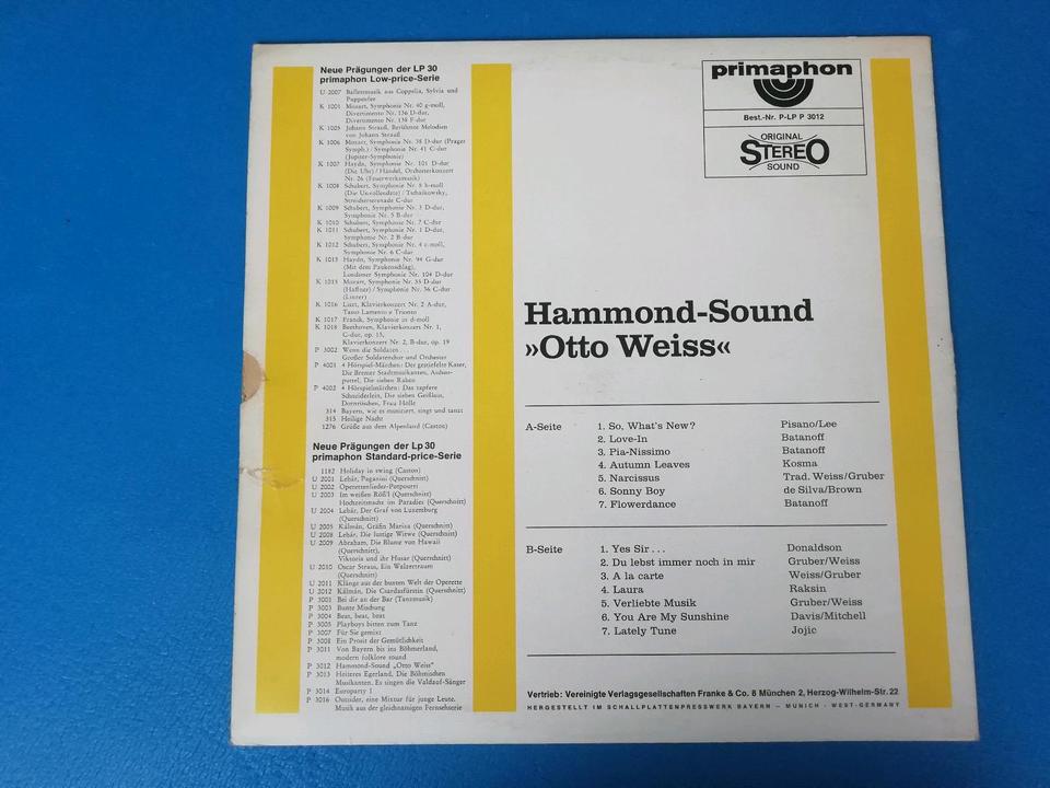 Hammond Sound Otto Weiss Jazz Pop Vinyl Schallplatte LP in Warthausen