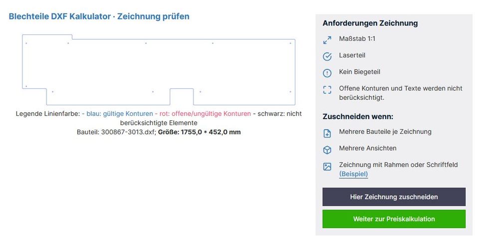 DXF Blechteile online kalkulieren und bestellen in Berlin