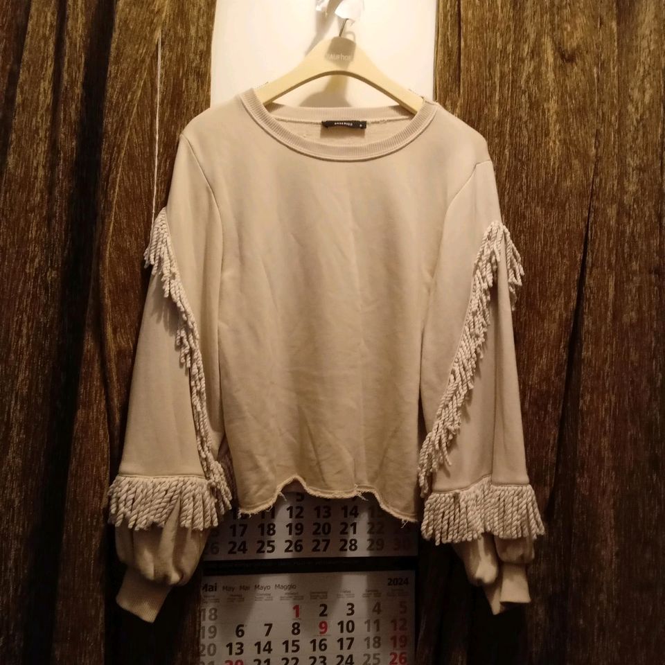 Fransen Sweatpullover, langarm, Größe S, beige in Hannover