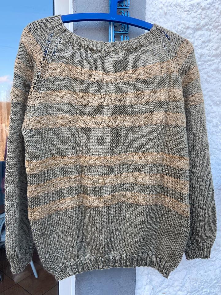 Handgestrickter Pullover Gr 44 aus Leinengarn und Baumwolle in Hemmingen
