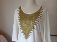 Grazia Milano Italy Viskose Stretch Shirt 54 weiß gold Neu Schleswig-Holstein - Norderstedt Vorschau
