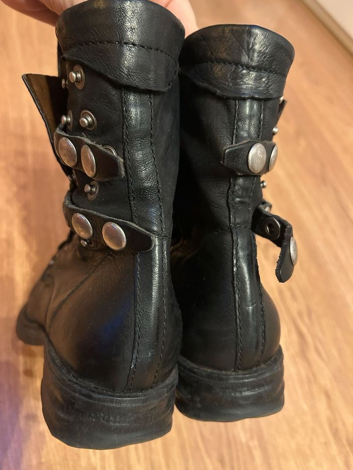 A.S.98 Stiefel Gr 38 Schwarz Leder Schnürstiefel Boots Topzustand in Berlin