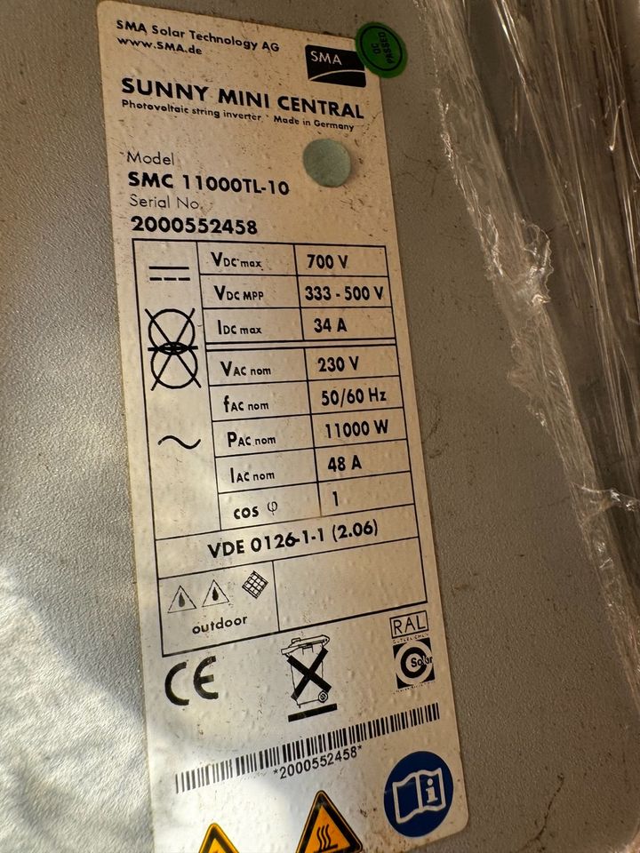 2 Wechselrichter SMA SMC 11000 TL, defekt in Rethemer