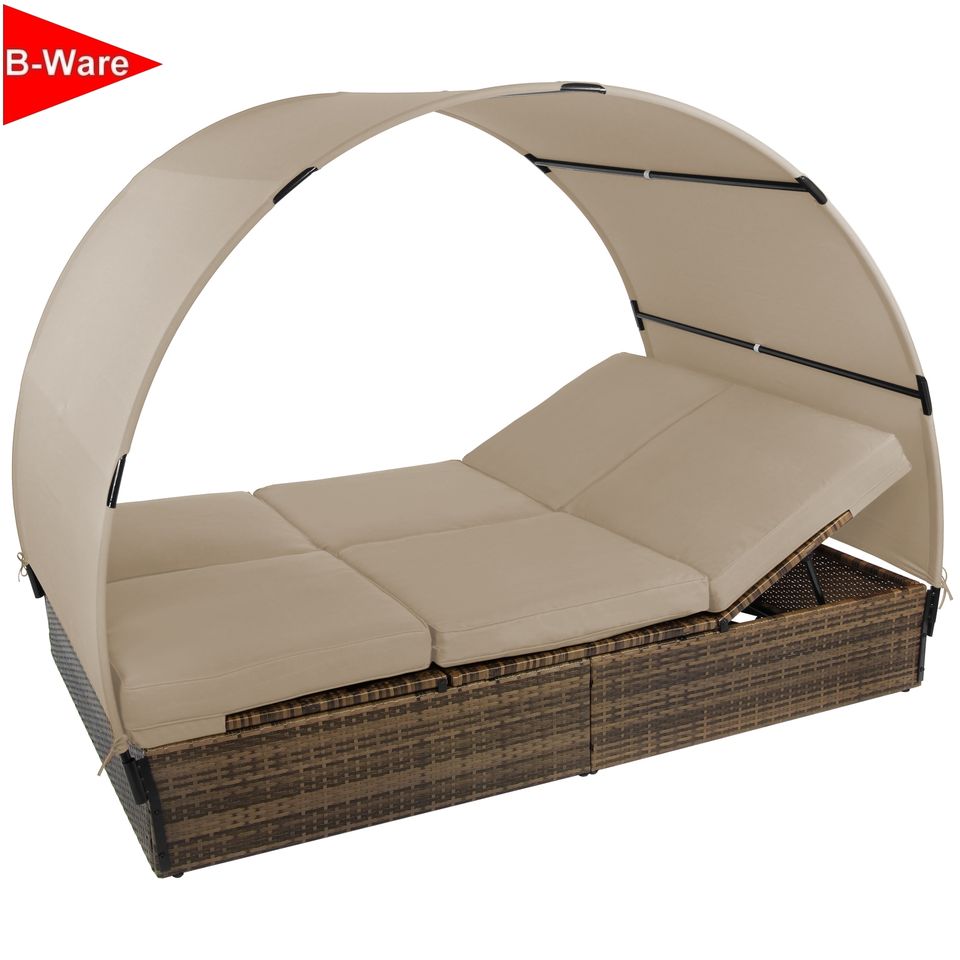 B-WARE * Sonnenliege Polyrattan 200x140 cm Doppelbett Sonnendach in Töging am Inn