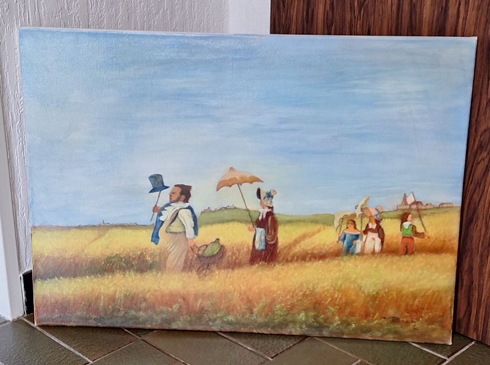 Ölgemälde Öl-Bild Gemälde Malerei Kunst Wandbild Spaziergang Feld in Gummersbach