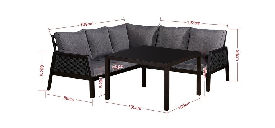 Luxus Premium Garten Design Lounge schwarz Alu Sitzgruppe+Versand in Hofkirchen