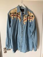 Vintage Jeans Jacke mit Leder Muster München - Schwabing-Freimann Vorschau