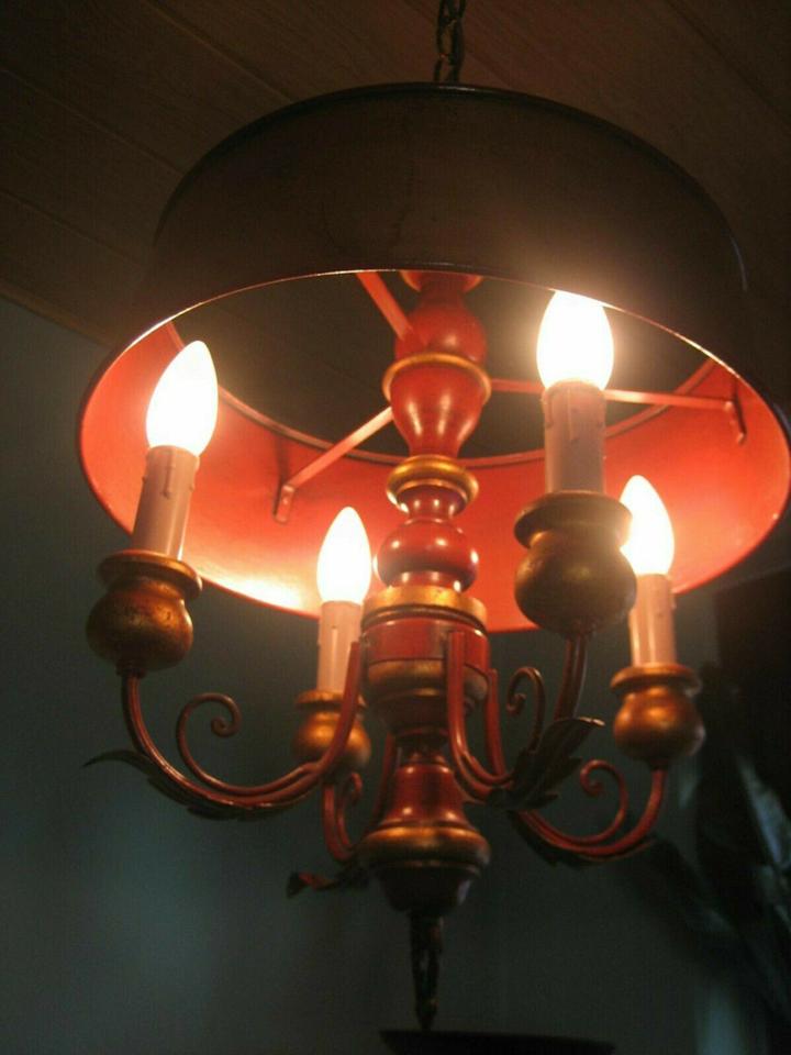Kronleuchter 4 armig handbemalt Dekoration Vintage alte Lampe in Trier