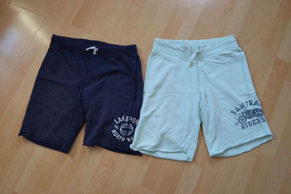2 für 1 * H&M Baumwolle-Shorts * Gr. 164 * türkis / dunkelblau in Dresden