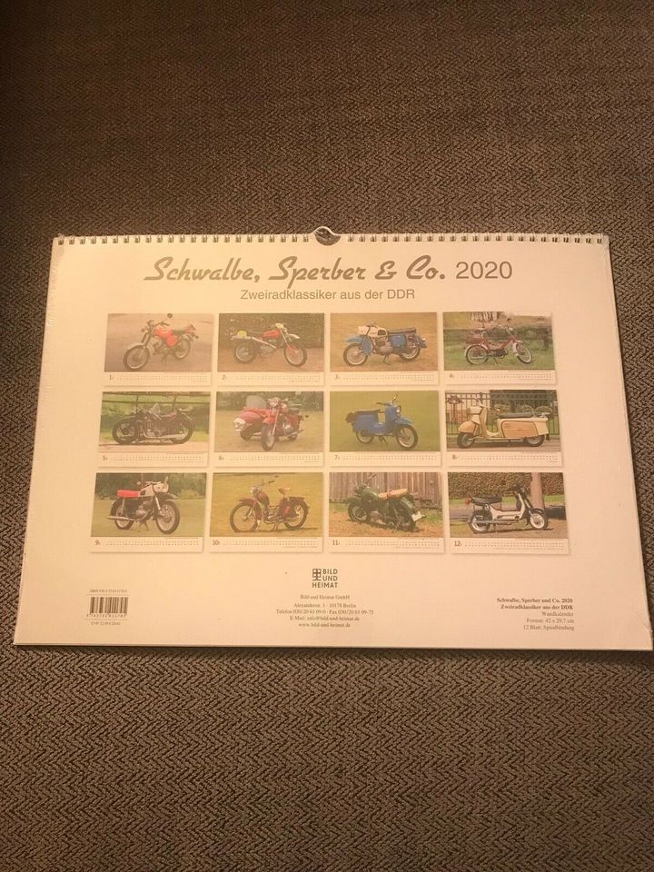 Motorrad Wandkalender, Bild u. Heimat Schwalbe, Sperber & Co.2020 in Rommerskirchen