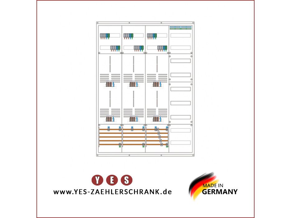 Zählerschrank 3.HZ 6 Zähler, 1 Verteiler, 1400 mm in Essen