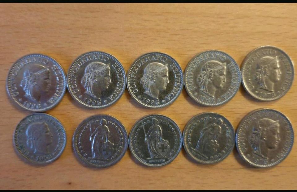 Schweizer Franken Lot mit 10 Münzen in Pfungstadt
