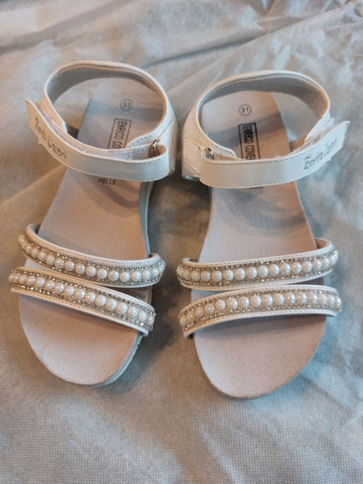 Schuhe Mädchen ENRICO COVERI 31 Sandalen Weiß Perle Italy Neu in Hannover