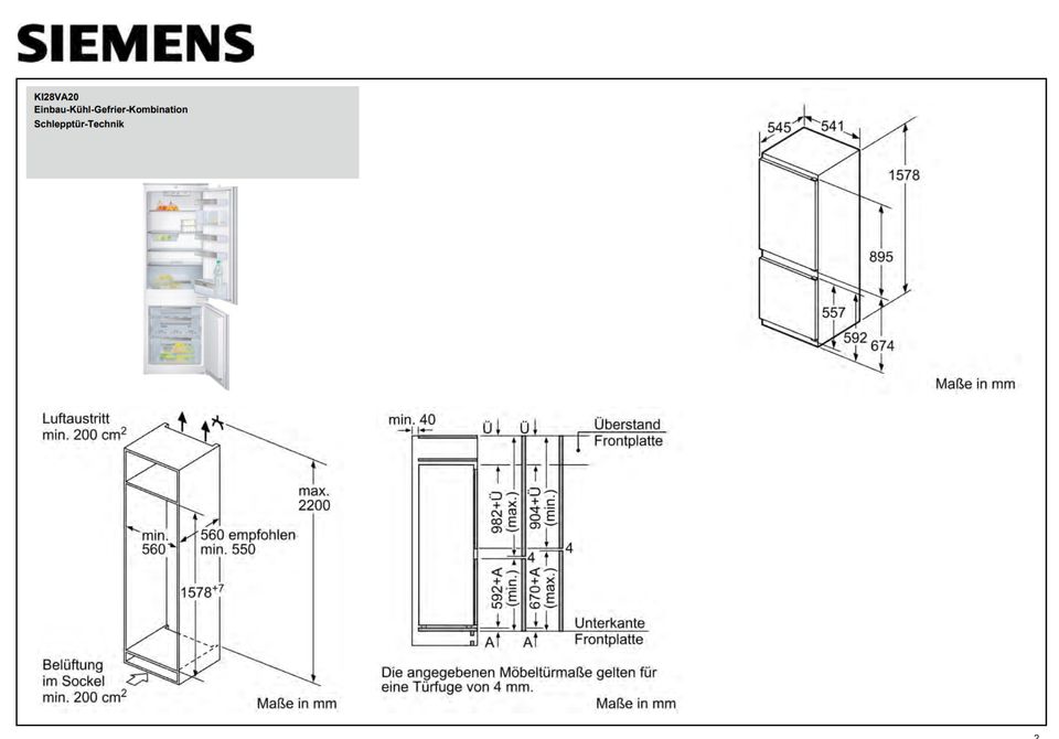 Siemens Einbaukühlschrank KI28VA20/03 in Berlin