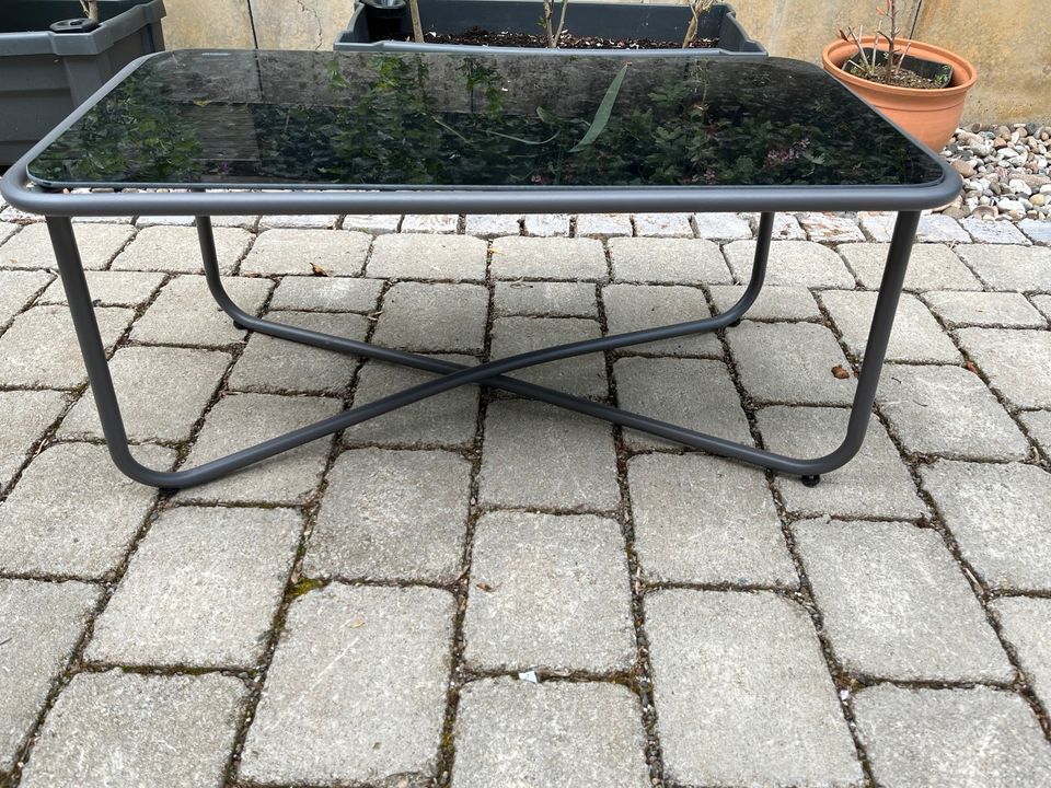 Gartentisch Lounge Tisch Outdoor Glas schwarz grau in Aichtal