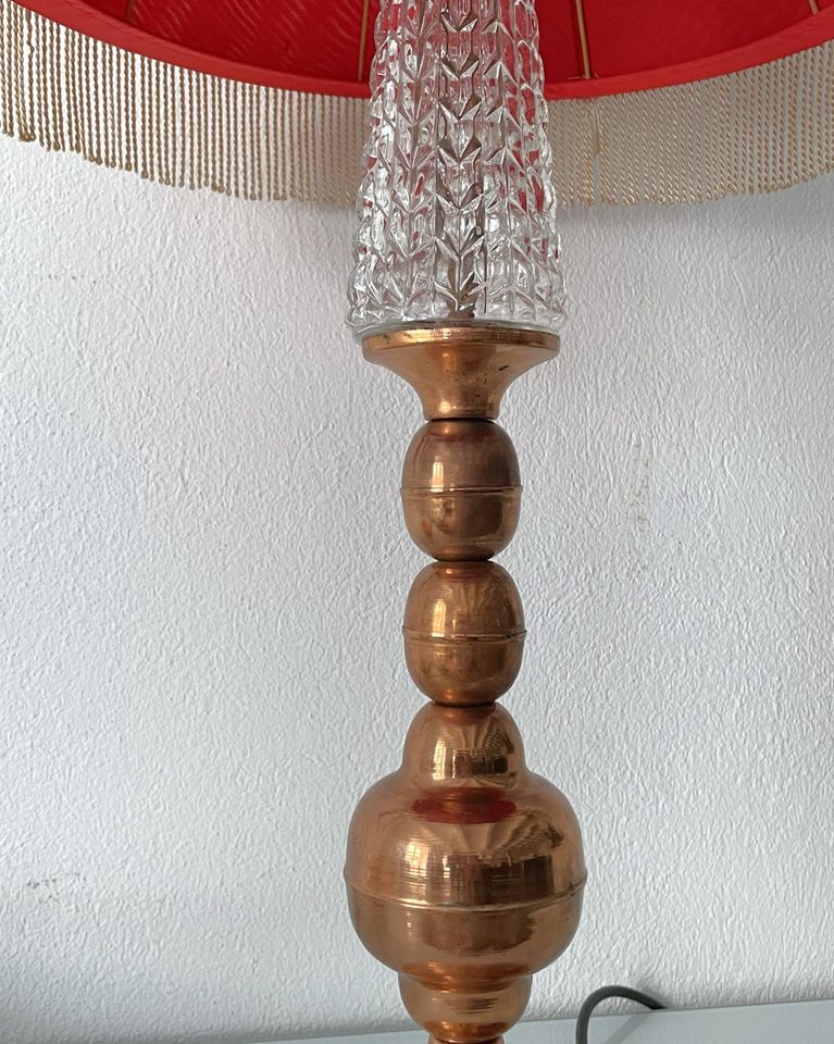 Tischlampe 87cm 70er J. Fransen Vintage Lampenfuß Glas Kristall in Dresden