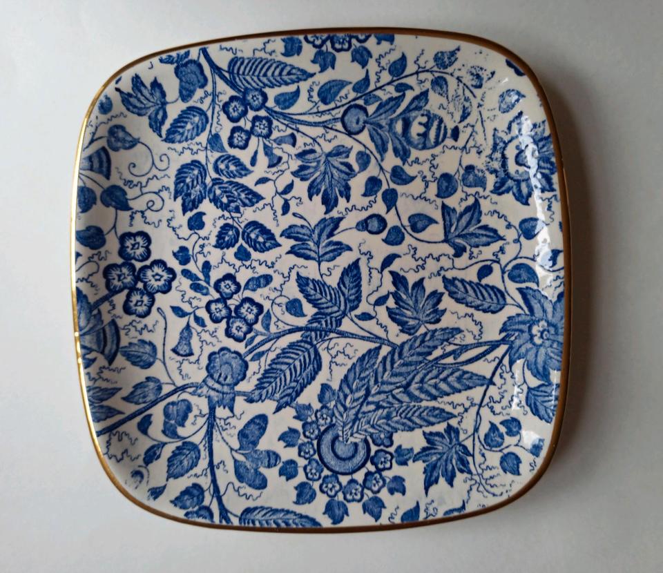 Vintage: Wächterbach Manila, Teller, Platte, blau-weiẞ-gold, 50er in Neu Wulmstorf