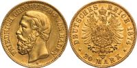 Goldmünze Kaiserreich Baden 20 Mark 1874 - Sehr seltenes Jahr !! Nordrhein-Westfalen - Leverkusen Vorschau
