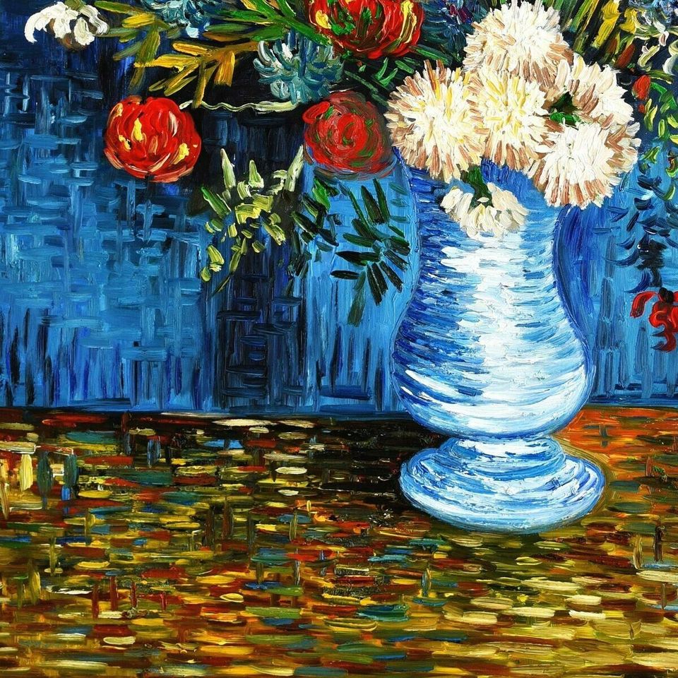 van Gogh-Vase mit Kornblumen u. Mohnblumen i98545 80x110cm Ölbild in Berlin