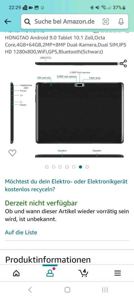 Verkaufe selten benutztes Tablett 10.1" in Lingen (Ems)