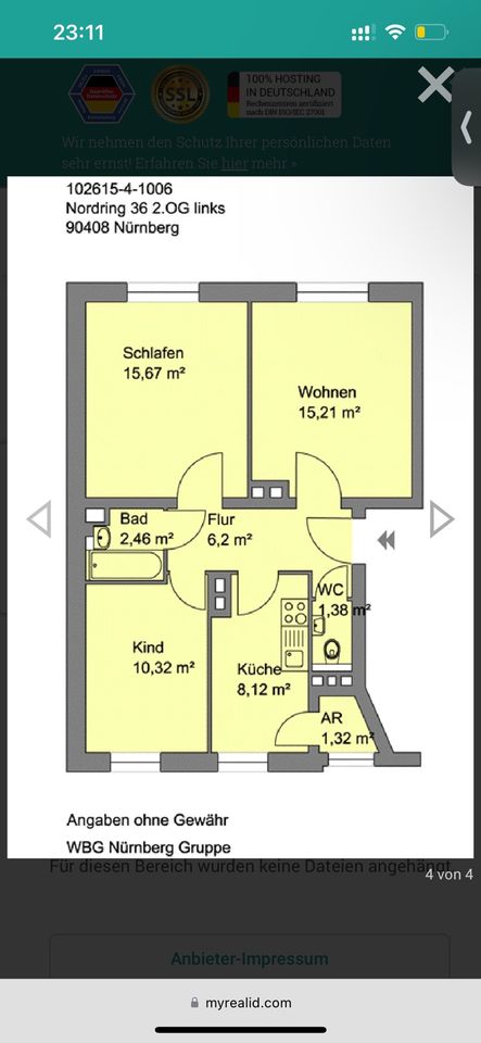 3 Zi. Wohnung 63 qm mit Ablöse Nachmieter ab 15.07.24 in Nürnberg (Mittelfr)