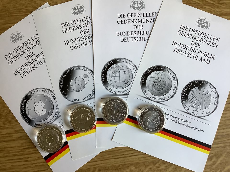4x 10 € Münze Fußball WM Deutschland 2003 2004 2005 2006 Folder in Berlin