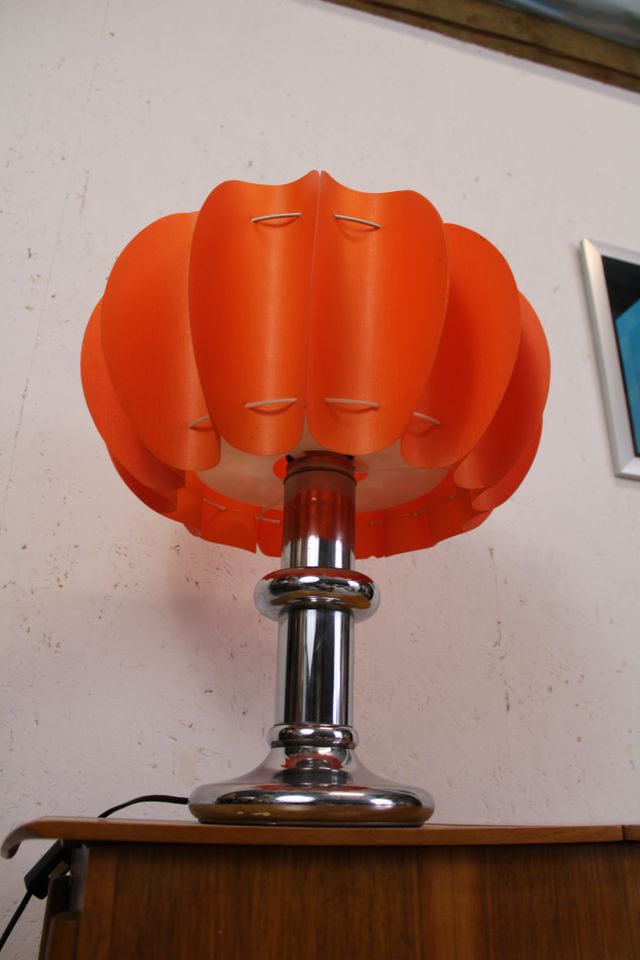 60s 70er Tischlampe chrom-orange space age mid century vintage in Krauchenwies