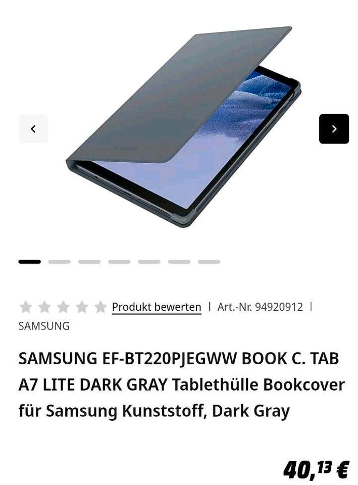 Schutzhülle Book Cover Samsung Galaxy Tab a7 Lite EF-BT220PJEGWW in Jena