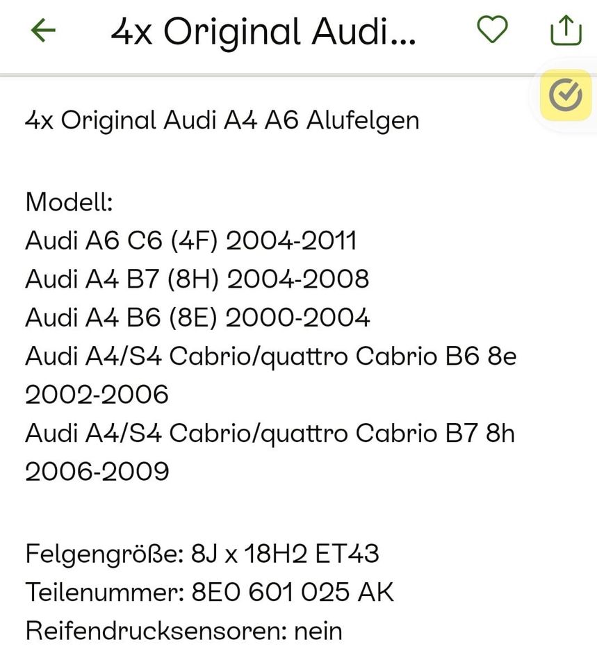 4 originale Audi Alufelgen 18 Zoll mit Sommerreifen in Bielefeld