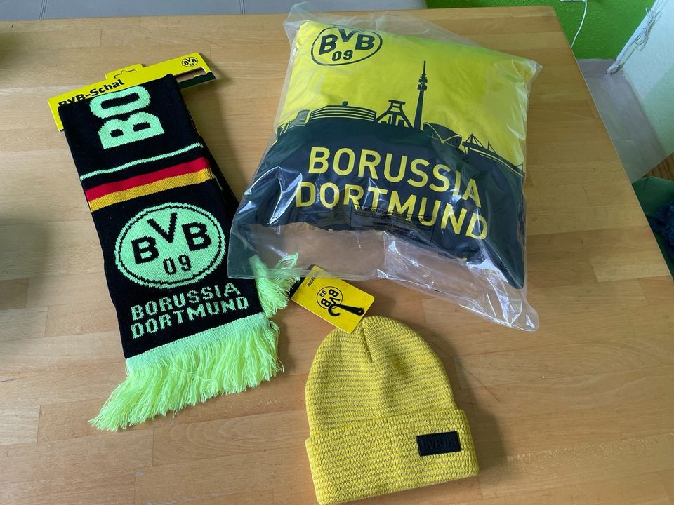 BvB Kissen, Schal und Mütze in Dortmund