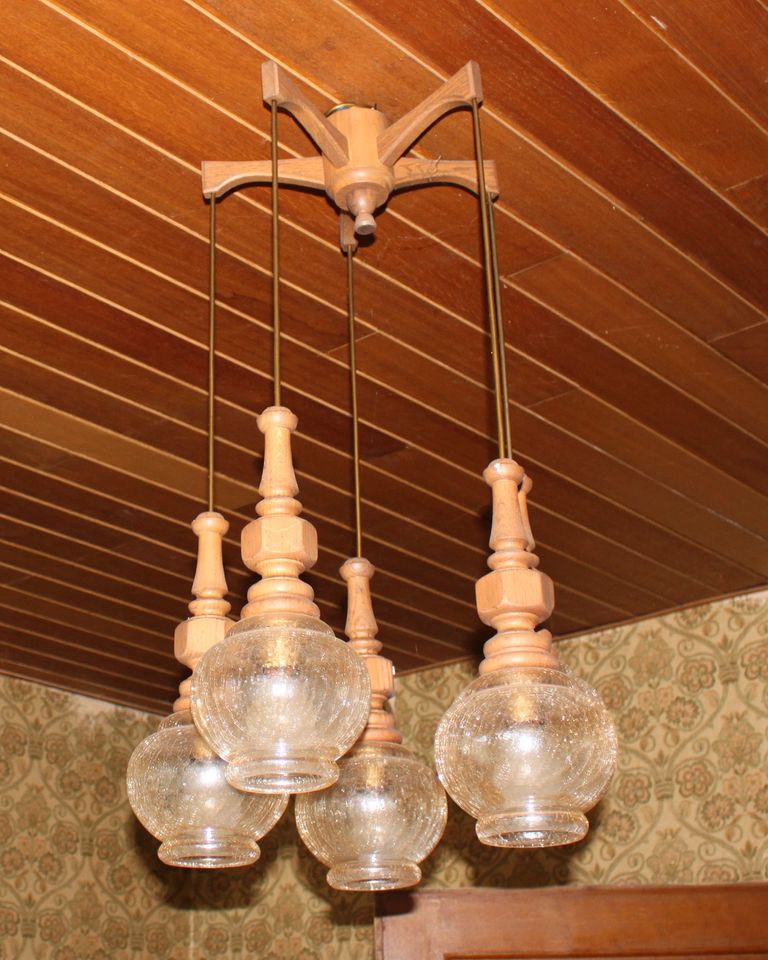Alte Decken - Leuchte / Hänge - Lampe - Holz + Glas in Warendorf