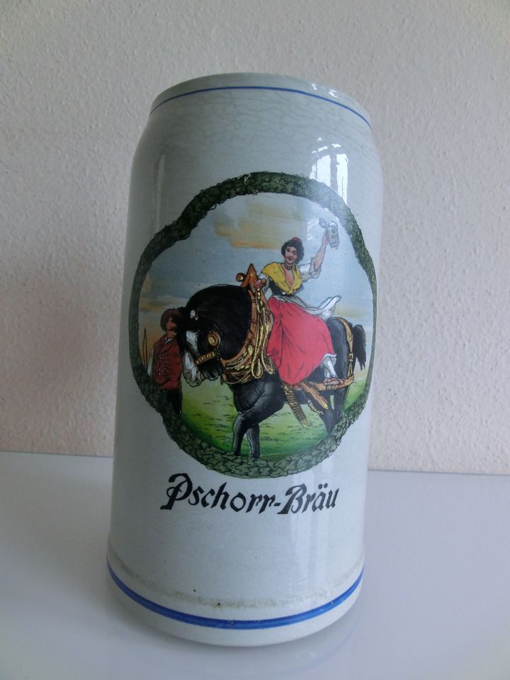 alter Brauerei Bierkrug 1 L. " Pschorr Bräu " Werbung Bier Krug in Marktoberdorf