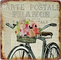 Blechschild Blumen Fahrrad Postkarte Frankreich Rosen NEU Niedersachsen - Bissendorf Vorschau