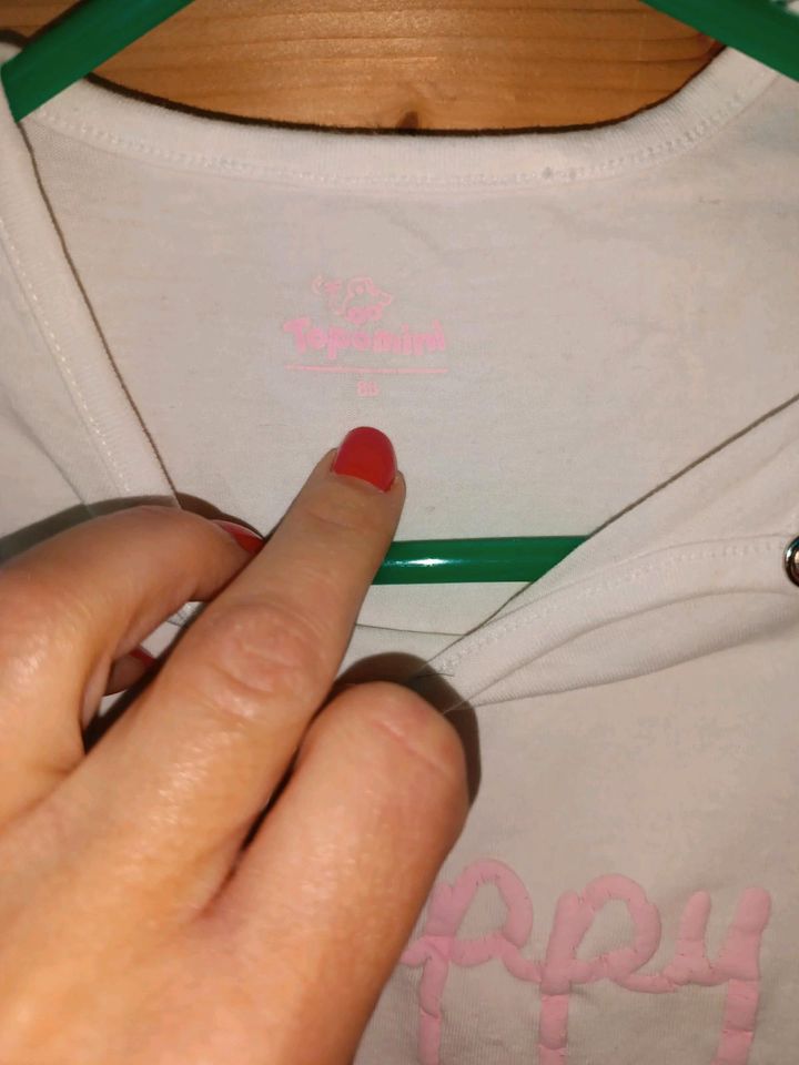 Weißes Langarmshirt in 86 topomini Mädchen rosa Schriftzug in Bielefeld