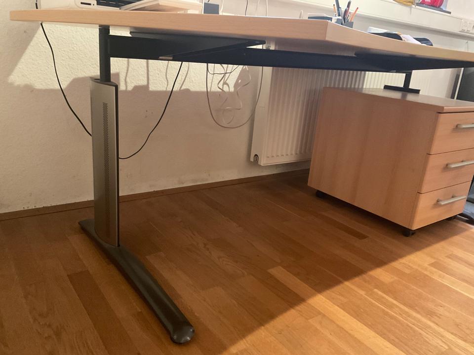 Hochwertiger Schreibtisch mit Rollcontainer von Möbel Inhofer‼️ in Neu Ulm