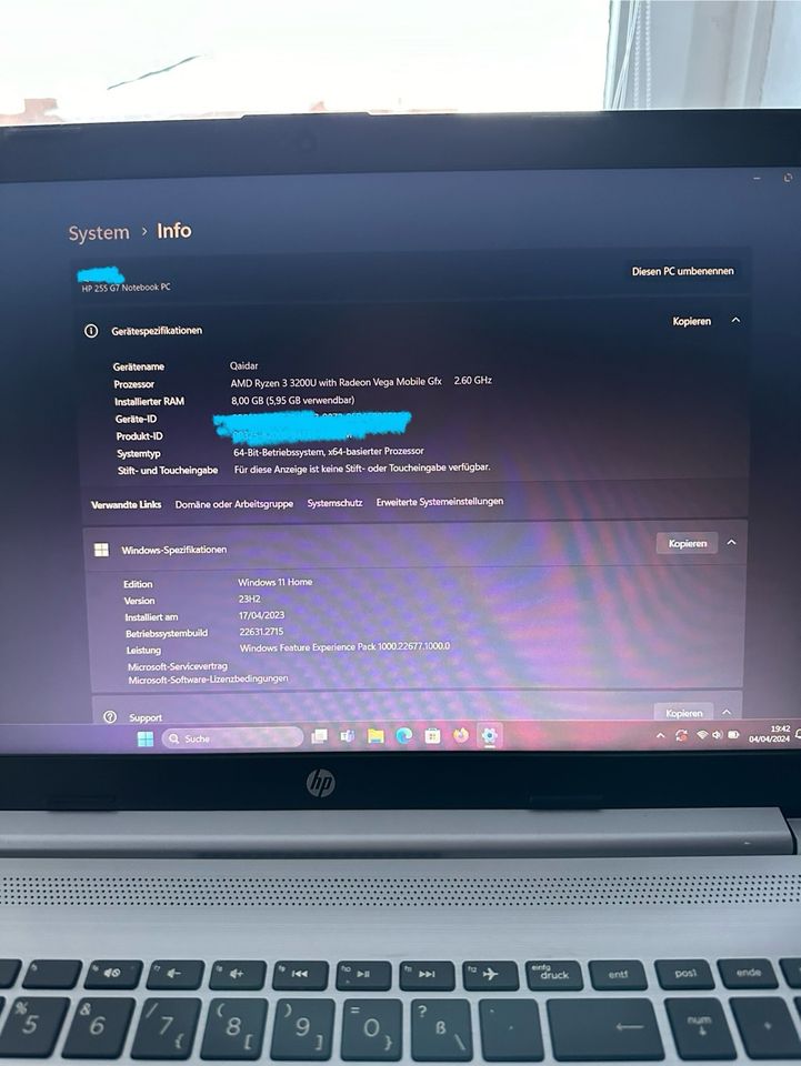 HP 255 G7 Laptop in sehr gutem Zustand – AMD Ryzen 3, 8GB RAM in Lehrte